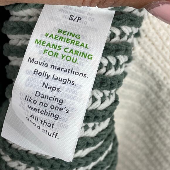 Aerie Beyond Chenille Striped Pullover Oversized Crewneck Sweater Size Small - Picture 6 of 10